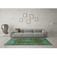 thumbnail image 3 of Ahgly Company Machine Washable Indoor Rectangle Persian Turquoise Blue Traditional Area Rugs, 8' x 10', 3 of 4