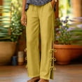 thumbnail image 6 of hoksml Women's Wide Leg Pants, Elastic Waist Casual Trousers with Side Slit and Bow Details, Loose Fit Pants for Summer Daily and Vacation Wear, 6 of 6