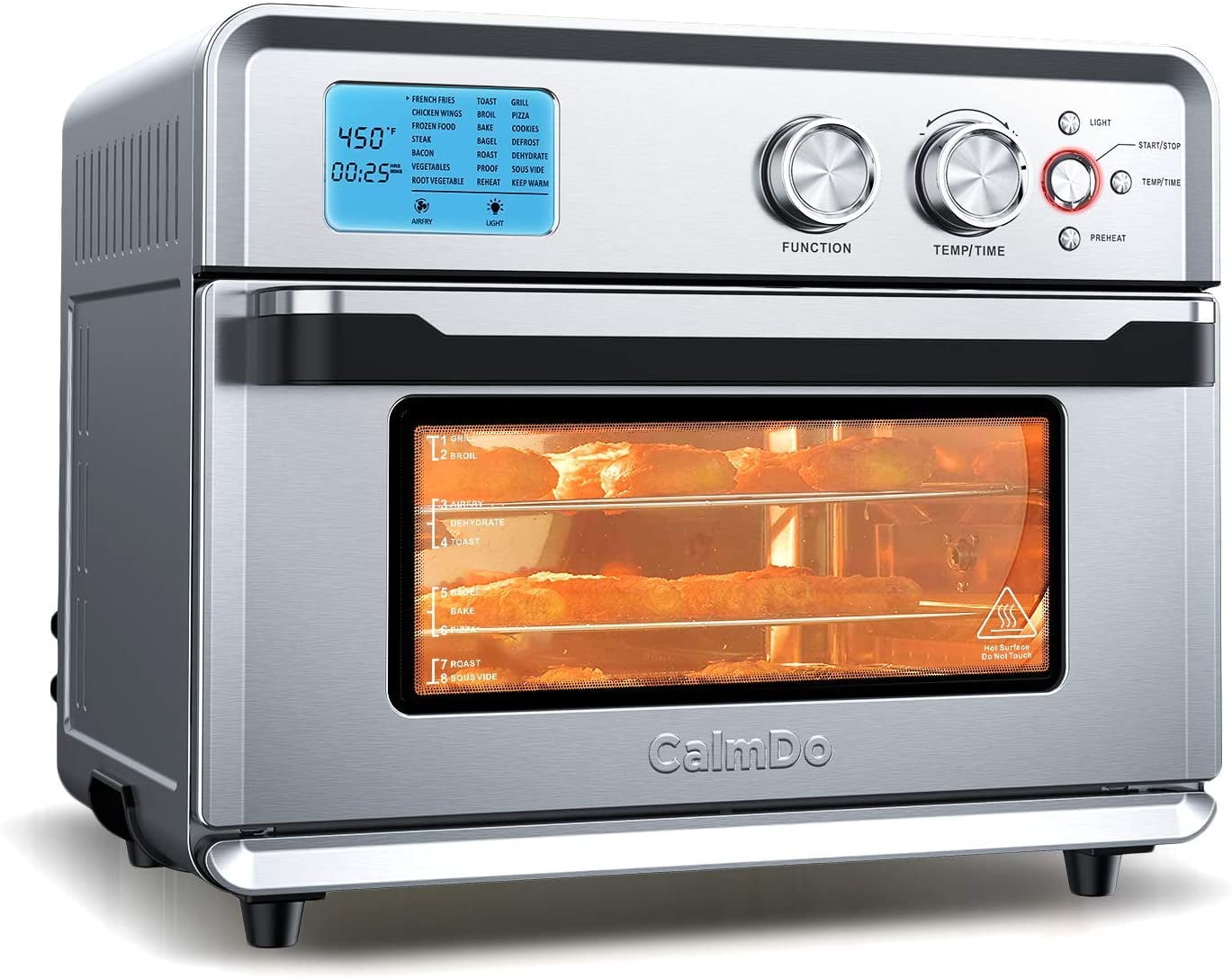 【Large Capacity 25L/26.4QT】Air Fryer Toaster Oven, CalmDo Intelligent