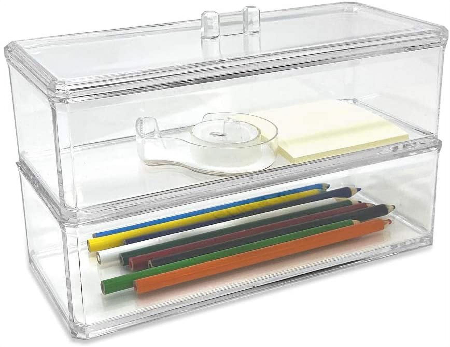 Isaac Jacobs Clear Acrylic Rectangular Stackable (2-Pack) Storage Organizer with Lid