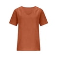 thumbnail image 4 of LIZUOJUN Women's Soft Basic Short Sleeve T-Shirt V-Neck Short Sleeve Shirt Washed Crinkled Texture Cotton Linen Blouse Breathable Lightweight Casual Summer Top,Orange,XL, 4 of 6
