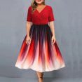 thumbnail image 1 of SMihono Robe Bohème d'Été pour Femmes Grande Taille Robe d'Été pour Femmes Décontractée Col Rond Dégradé Imprimé Manches Courtes Robe de Plage Robe de Fête, 1 of 6