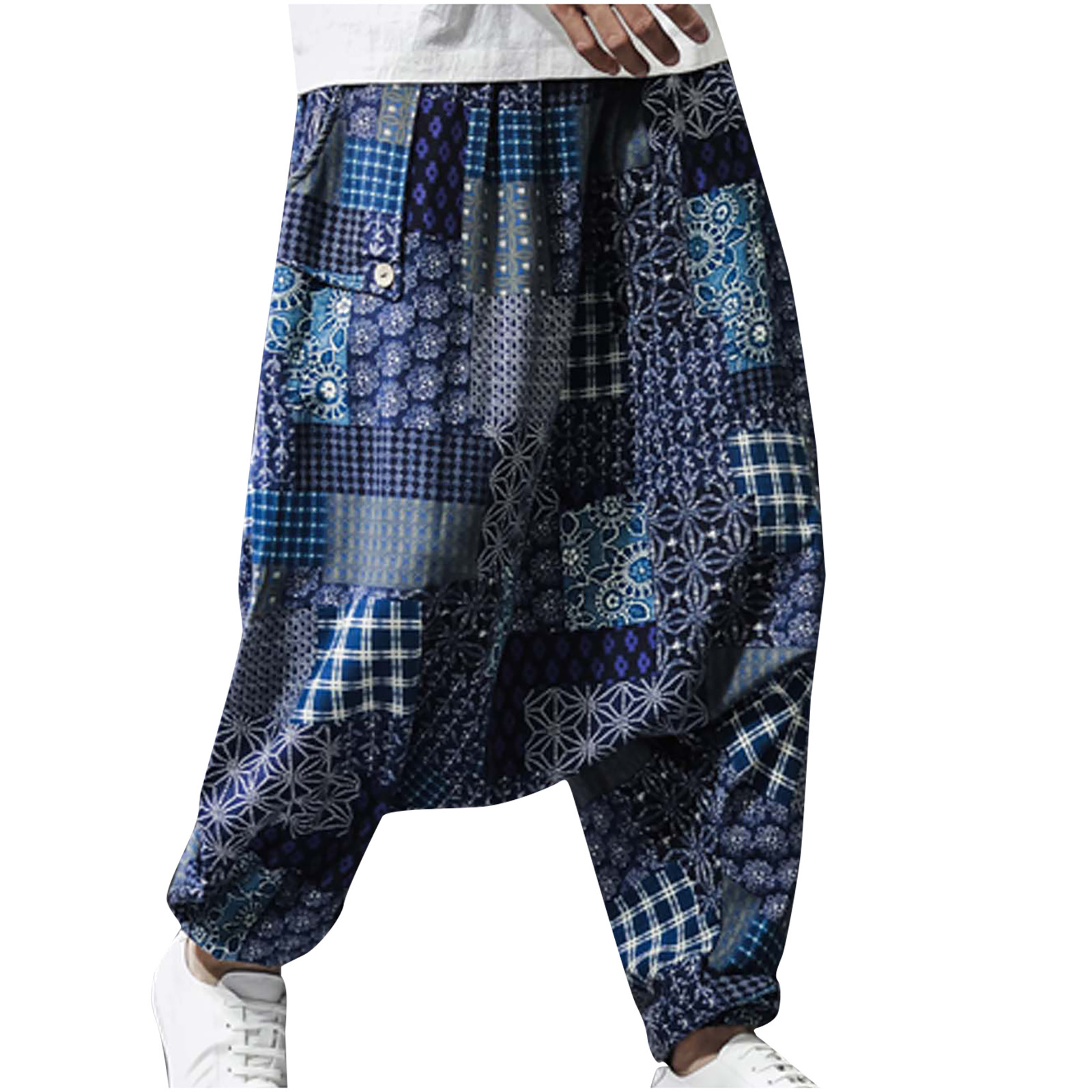 Men's Military Trousers Casual Men Cotton Linen Cargo Harem hippie