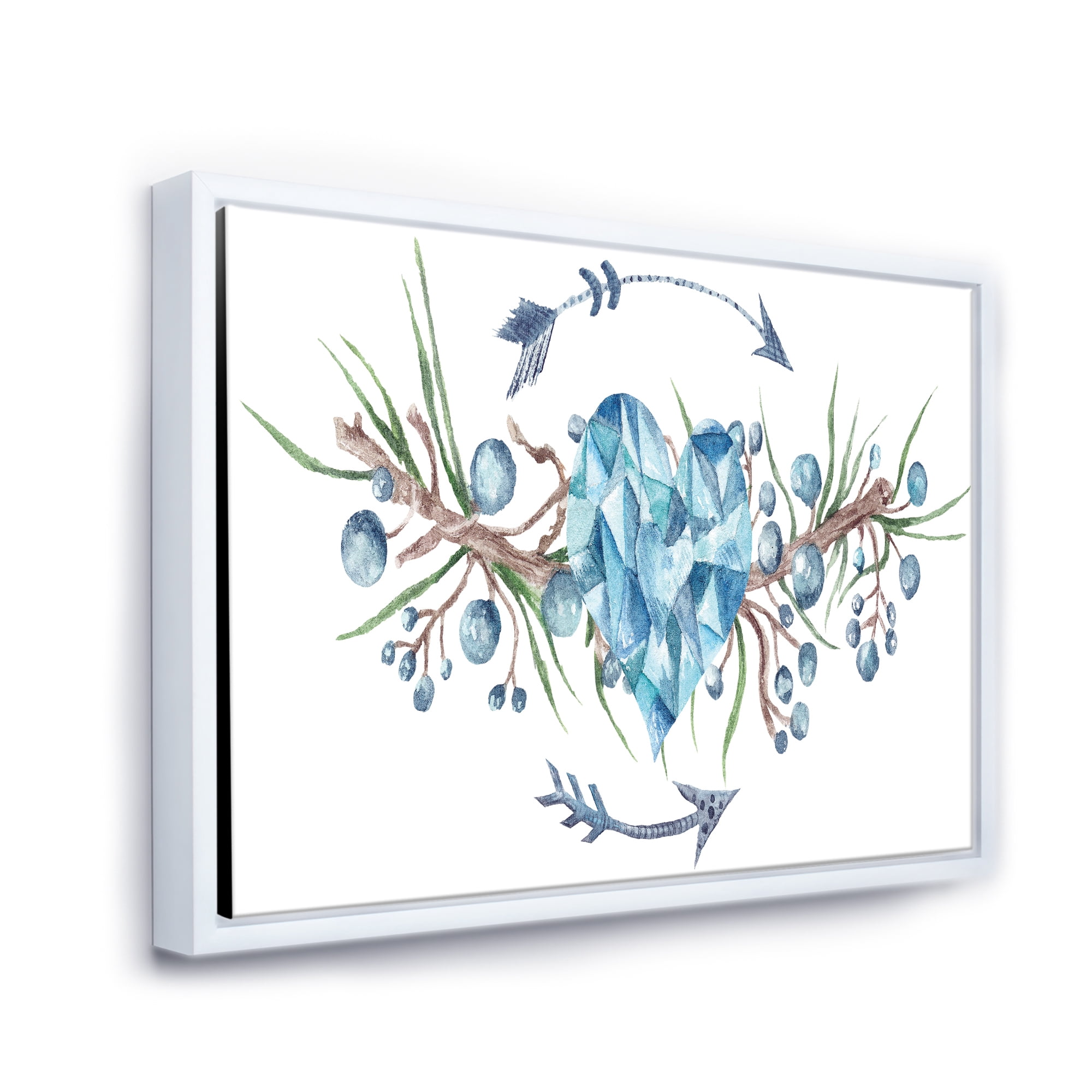 Designart 'Fresh Tribal Vignette Wild Forest Wreath Design On White II' Traditional Framed Canvas Wall Art Print