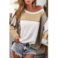 thumbnail image 1 of FOLUNSI Stylish Khaki Color Block Top - Fashionable Patchwork for Women!, 1 of 8