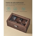 thumbnail image 3 of SONGMICS Caja de Relojes de 2 Niveles, Estuche para 12 Relojes, Tapa de Cristal, con Cerradura, Cuero Sintético Marrón y Forro Marrón, 3 of 5