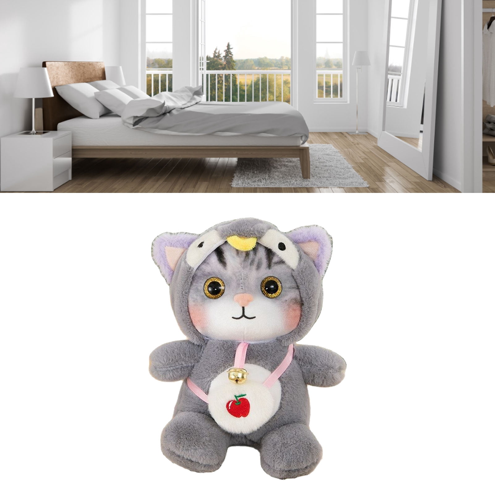 Porte-clés En Peluche Mignon En Forme De Fesses Chat Gris - 3.5 X 3.9 Pouces, Doux, PP Coton, Cadeau Humoristique
