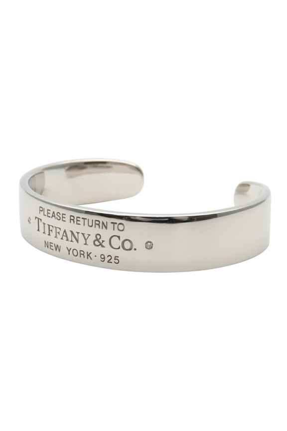 Pre-Owned Tiffany & Co. Narrow Cuff Bracelet, Return to Silver, 925 with Diamonds,... (Good)