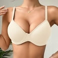 thumbnail image 4 of Loopsun Womens Bras Plus Size, Bras for Women, Women's Lightweight Soft Breathable Solid Color Gathered Push-up Bra Beige 32/70C, 4 of 5
