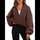 thumbnail image 5 of Chaquetas de Forro para Mujer, Sudaderas Extragrandes con Cremallera, Ropa de Invierno, Conjuntos de Larga y Corte Corto para Otoño. Color Café M, 5 of 10