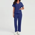 thumbnail image 6 of MLQIDK Womens Scrub Sets Plus Size Scrub Sets Stretchy V-Neck Scrub Pants and Tops Medical Uniforms Nursing Top Jogger Scrubs Dark Blue XL, 6 of 6