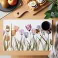 thumbnail image 2 of Placemat Set of 6 Watercolor Tulip Placemats for Dining Table Flower Simple Style Washable Table Mats for Kitchen and Party Decor Indoor & Outdoor Use, 2 of 8