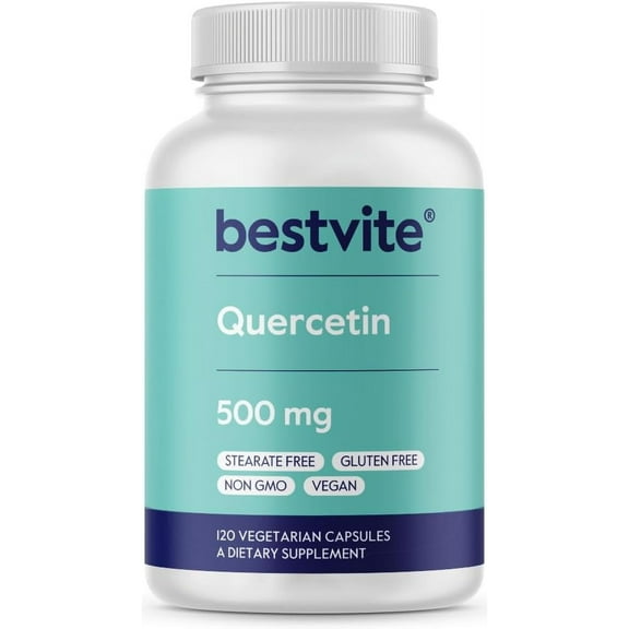 BESTVITE Quercetin 500mg (120 Vegetarian Capsules) - No Stearates - No Silicon Dioxide - Vegan - Non GMO - Gluten Free