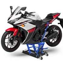 Jack 1500 LBS Capacity Scissor Jack Portable Lift Table with 4 Casters Hydraulic Foot-Operated Hoist Stand for Motorcycle ATV UTV Powersports blue