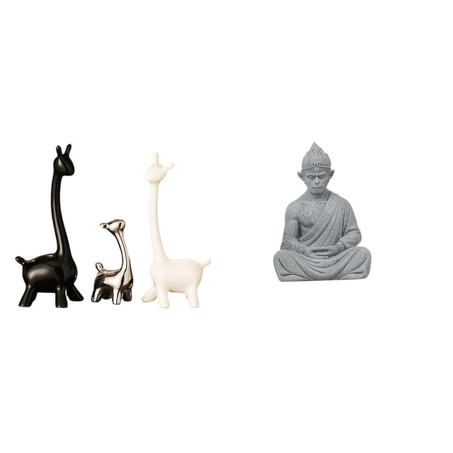 Estatua de alce y ciervo,Estatua de jirafa de cerámica,adorno moderno para decoración del hogar,Estatua de mono,Estatua de Buda Mono para Interiores y Exteriores Budista,Figuras en miniatura