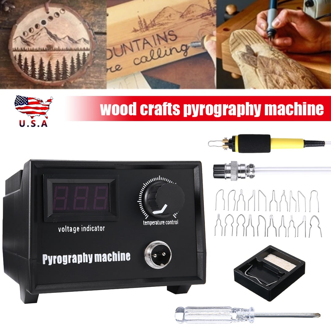 InLoveArts Pyrography Machine Set 60W Adjustable Wood Burning Kits Multi-Function Wood Pyrography Crafts Kit Wood Burning Tool Set