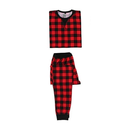 

Pybcvrrd Christmas Family Matching Pajamas Set Plaid Long Sleeve T-shirt with Pants Outfits