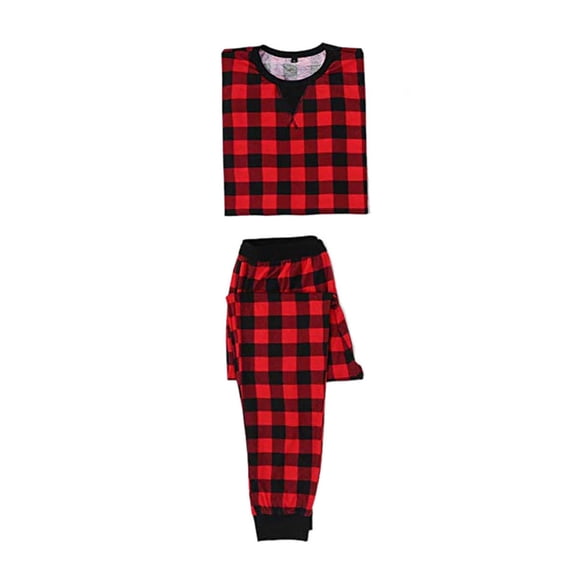 Women Men Christmas Matching Pajamas Set for Couple Plaid Top Pant Set