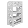 thumbnail image 6 of Knocbel Four Tiers Hollow Design Carved Shoe Rack, Practical Dampproof Well-crafted Shoe Shelf Bookshelf for Bedroom Living Room Hall Study, 16.54"W x 9.45"D x 25.98"H White, 6 of 9