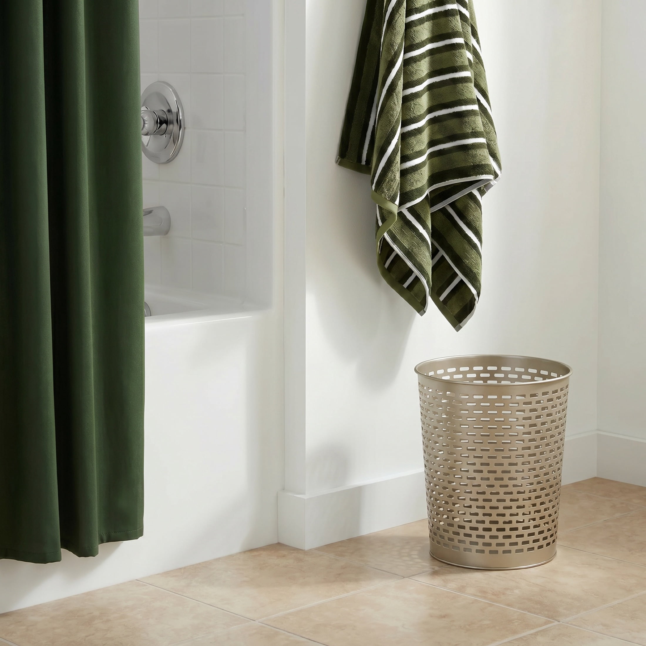 Mainstays Satin Nickel Metal Wastebasket, 2 gal