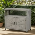 thumbnail image 5 of SUREGO Solid Wood Outdoor Bar Table with Storage Cabinet, 42" Farmhouse Patio Buffet Sideboard for Deck, Indoor & Backyard, Gray, 5 of 7
