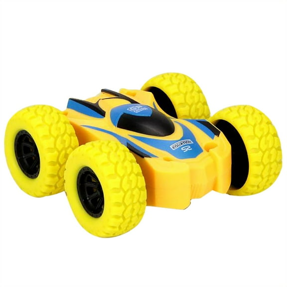 Ke1Clo Monster Truck Toys for Boys (Yellow), Friction Cars for Toddlers Pull Back Push and Go Friction Powered Toy Cars Flip Stunt Car for Boys Girls Christmas Birthday Gift Inertia Cars
