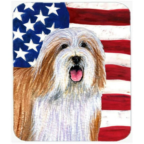 Carolines Treasures  Usa American Flag With Bearded Collie Mouse Pad