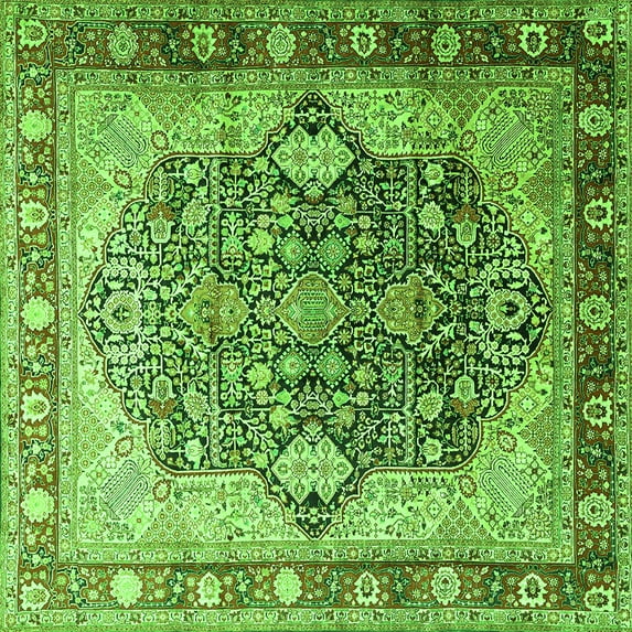 Ahgly Company Indoor Square Persian Green Traditional Area Rugs, 8' Square
