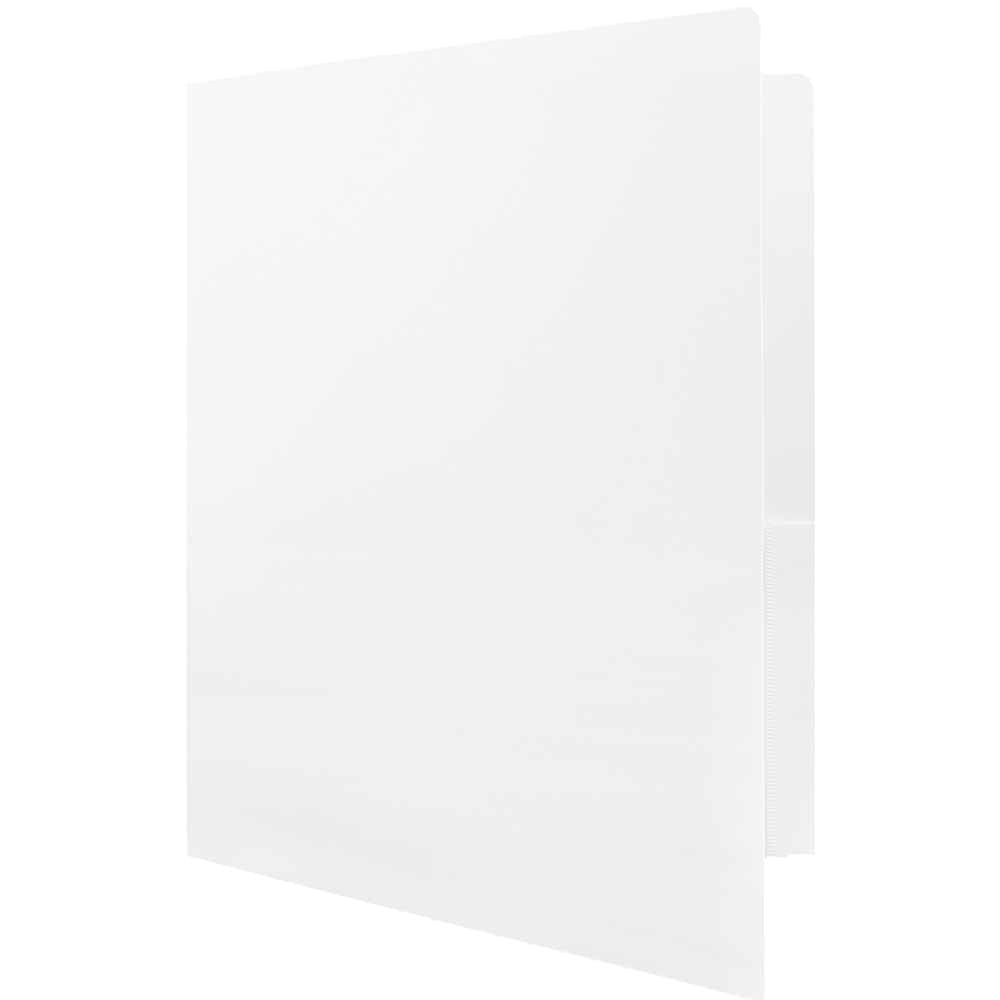 JAM Paper Heavy Duty Plastic Two Pocket Presentation Folders, White, 108/pack