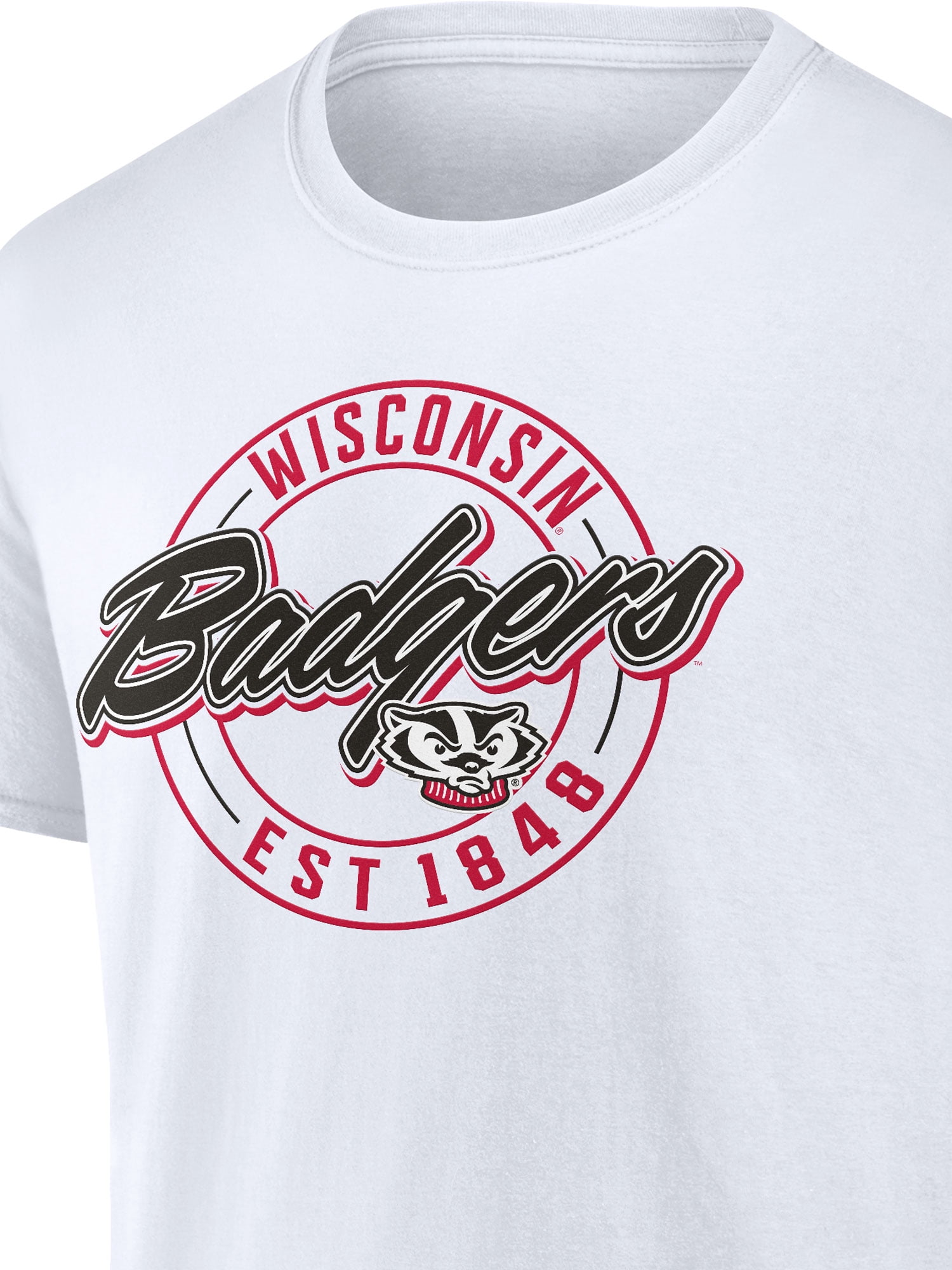 NCAA Wisconsin Badgers Men's Cotton White Short Sleeve T-Shirt