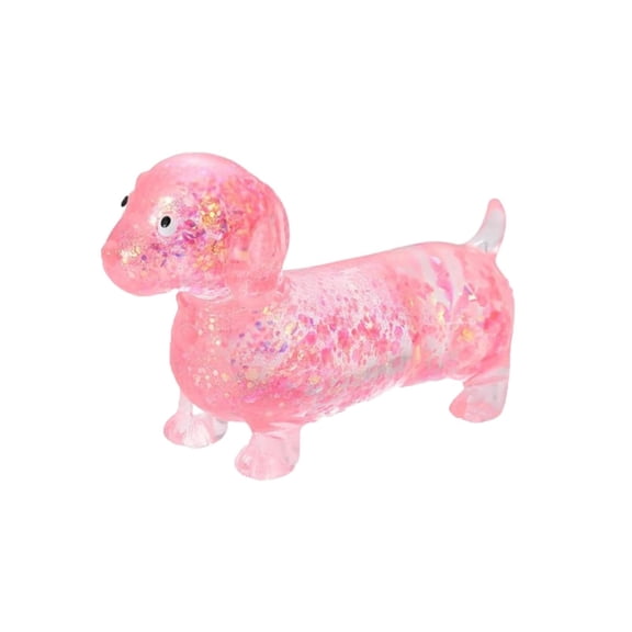 Dachshund Dog Stress Relief Toy, 4.3in Weiner Dog Squeeze Toy, Realistic Puppy Animal Figurine, Office Desk Decor, Sensory Hand Toy