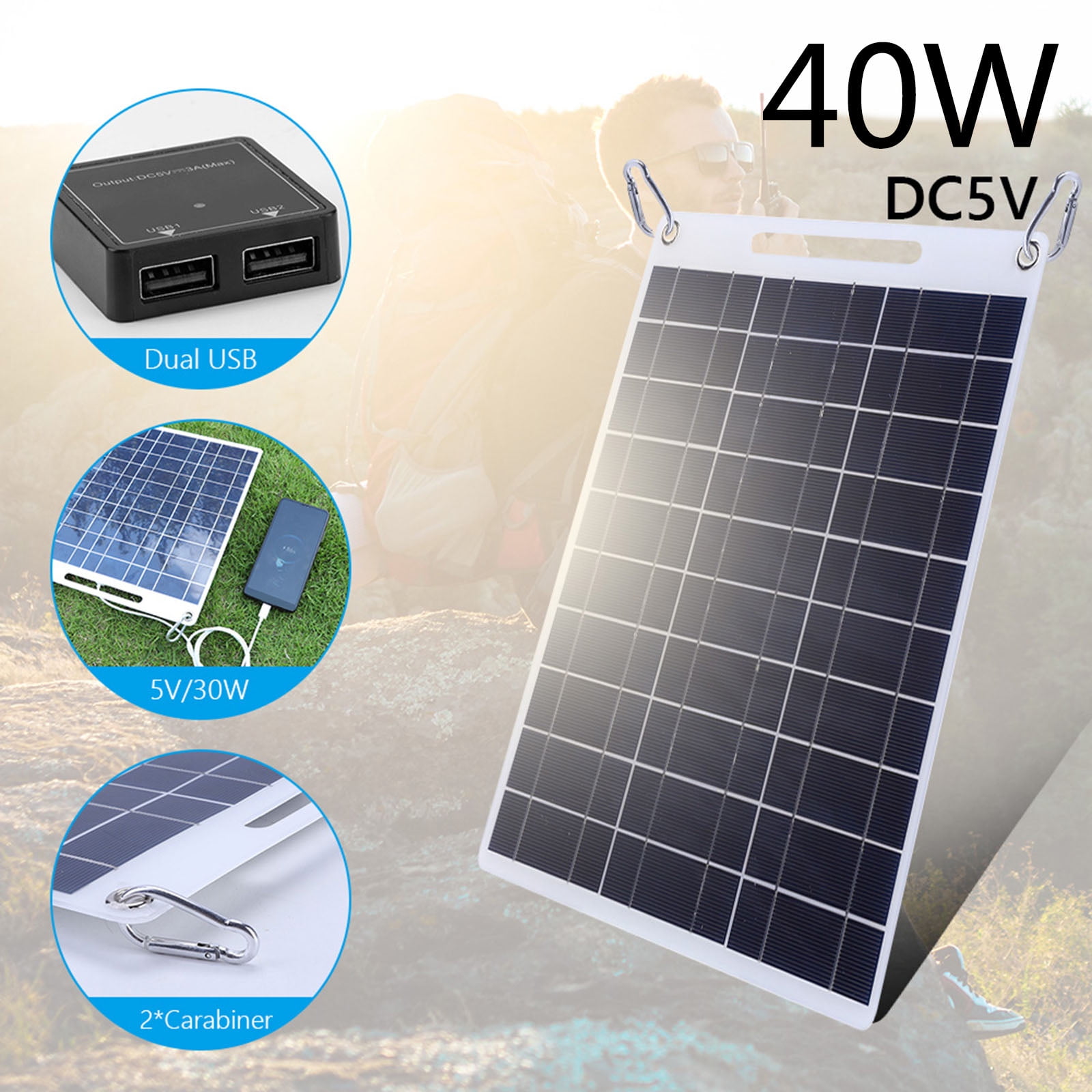 WINDLAND 15W Solar Panel Controller Dual USB Regulator Charging for Mobile Phone Travel