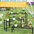 thumbnail image 6 of 3 Tier Metal Plant Stand Outdoor Indoor Waterproof, Stackable Heavy Duty Tall Plant Shelf Flower Pot Holder for Garden, Display Rack, Black, 6 of 6
