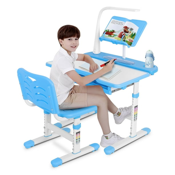 Herchr Study Desk Chair Children Set Adjustable Height S And Comfortable With Lamp Kids Table 100 240v Com Herchr Study Desk Chair Children, Kid Study Desk And Chair Set