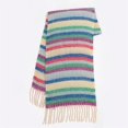 thumbnail image 2 of Winter Women Scarf Tasseled Striped Thick Soft Windproof Rainbow Elegant Vintage Shawl Wraps Warm, 2 of 7