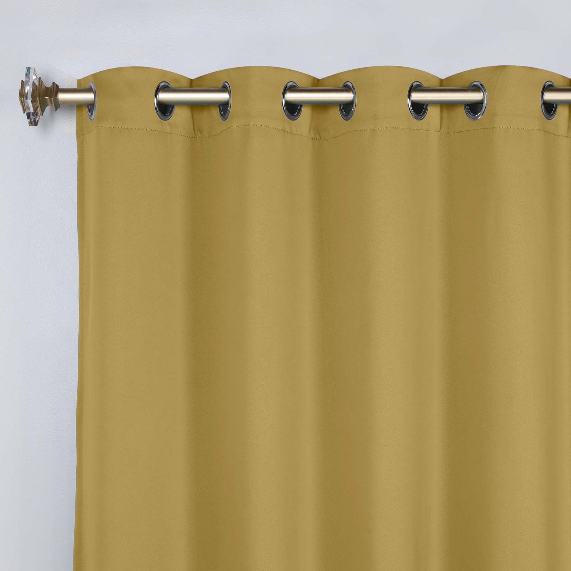 Superior Blackout Solid Light Filtering Grommet Curtain Panel Set, 52" x 108", Yellow Mustard