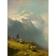thumbnail image 2 of Hermann Ottomar Herzog 11x14 Black Ornate Wood Framed Double Matted Museum Art Print Titled: A&nbsp; Shepherd with His Flock, 2 of 5