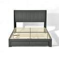 thumbnail image 1 of Homy Casa Cadre de Lit Rembourré avec Rangement pour Chambre, Lit Grand, Gris, 1 of 6