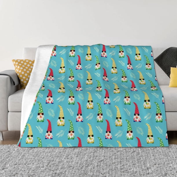 Balery Gnomes Holding Fruits Manta de Franela con Dibujo, Lujo Ultra Suave y Cálido, Antipelusa y Resistente a las Arrugas para Cama, Sofá, Camping -40"x30"