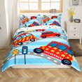 thumbnail image 1 of Erosebridal Cartoon Bus Comforter Cover Queen, Traffic Line Bedding Queen Size, Car Vehicle Decor, Reversible 3 Pieces, 1 of 7