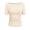 Beige, variant on Women's Casual T-Shirt Loose Round Neck Short Sleeve Elastic Side Blouse Basic Comfy Relaxed Fashion Top, White XL