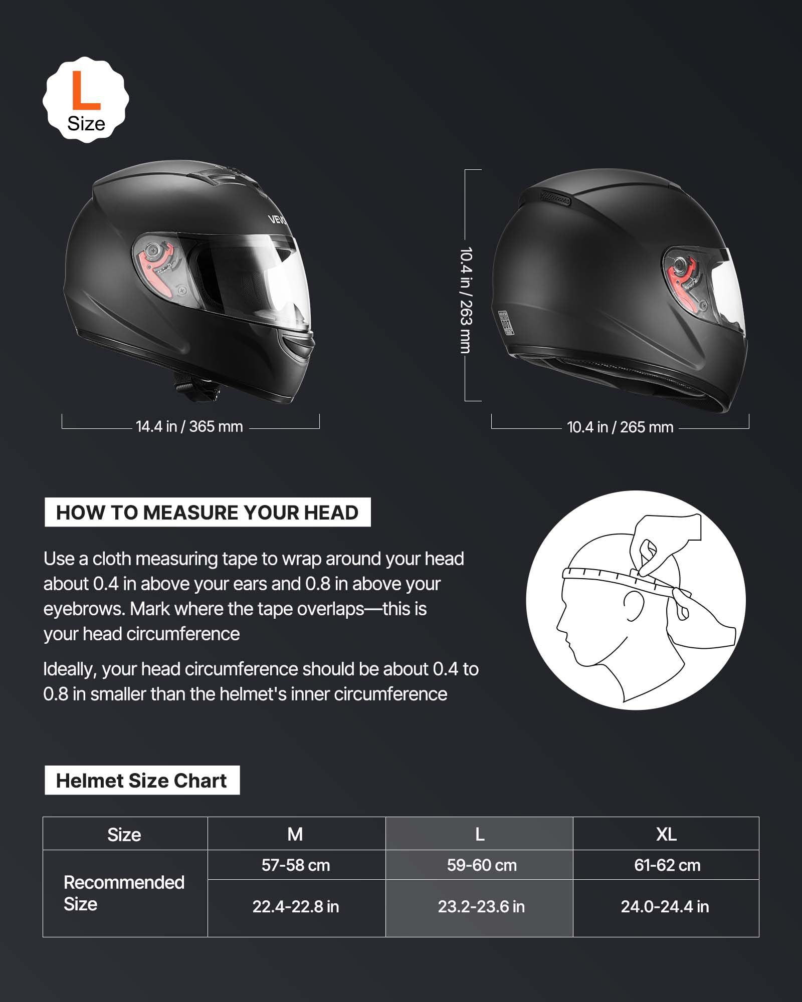 Motorcycle Helmet Full Face Adult Motocross Dirt Bike Helmet with Tinted Clear Dual Visor Detachable Liner DOT Approved Matte Black Size L