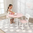 thumbnail image 3 of KidKraft Wooden Kids Round Storage Table & 2 Chair Set, Pink & White, For Ages 3+, 3 of 13