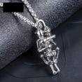 thumbnail image 3 of K-KED Skull Skeleton Pendant Necklace Stainless Steel Biker Halloween Jewelry-B, 3 of 6