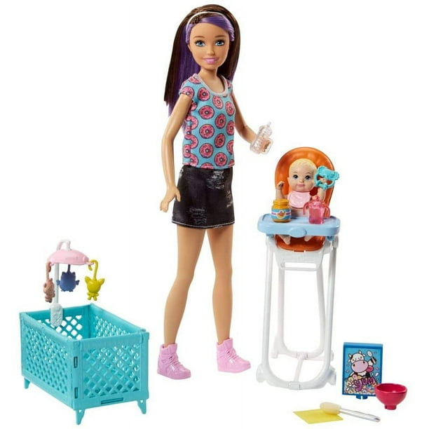Muneca Skipper Babysitters Barbie FHY98 Silla Alta Cuna con Accesorios Multicolor para Ninas Barbie FHY98 Walmart en linea