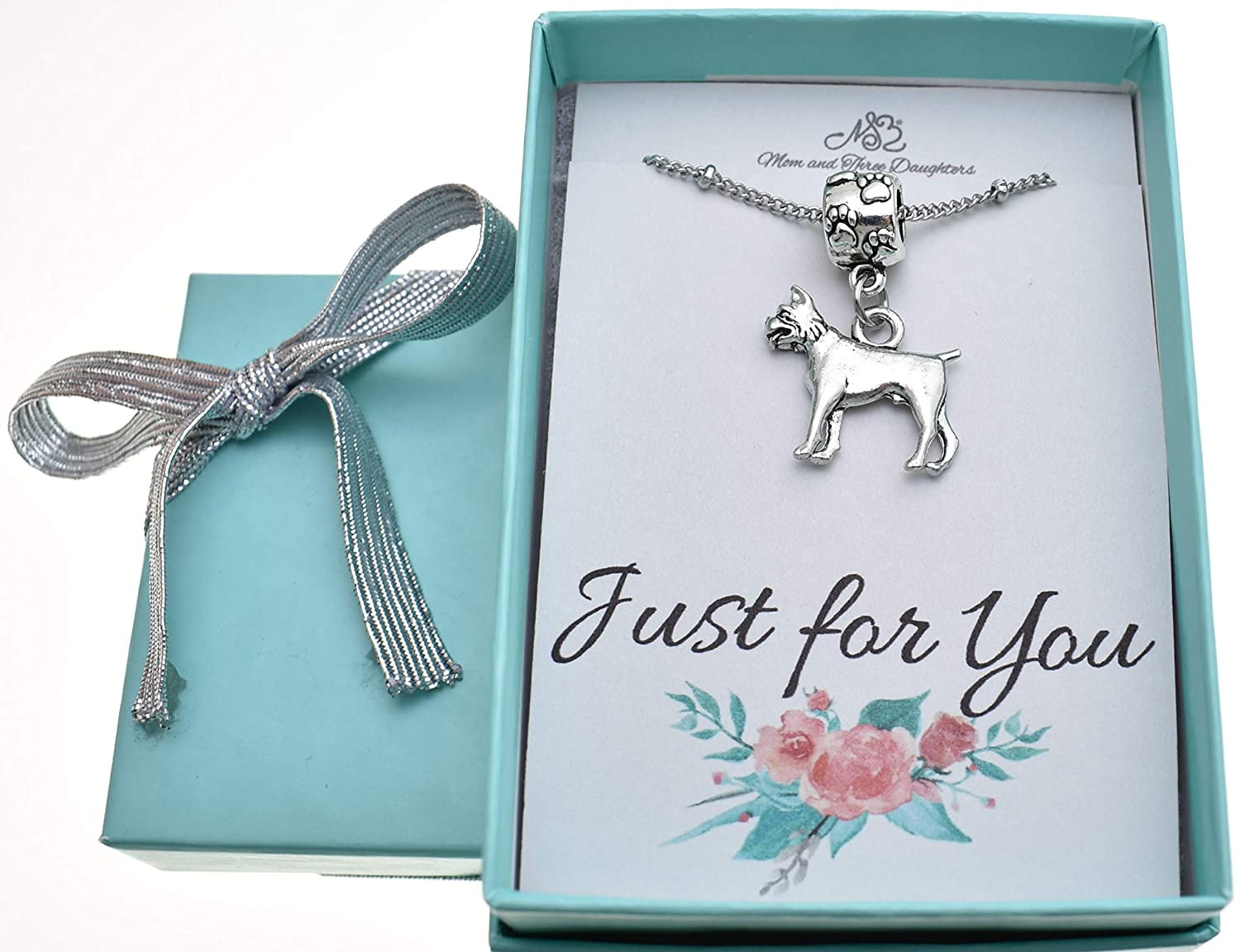 Silver Plated Bull Terrier Dog Photo Light Rose Crystal October Birthstone Flower Bead Charm Bracelets