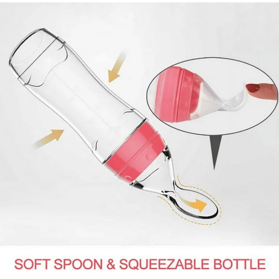 OUSITAID Baby Silicone Feeding Bottle Spoon Baby Food Feeder for Infant 0-24 Months Dispensing and Feeding , 3oz/90ml