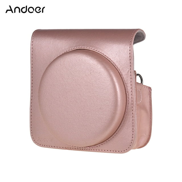 Andoer Protective Case PU Leather Bag with Adjustable Strap for Fujifilm Instax Square SQ6 Instant Film Camera Pink