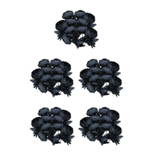 Wweixi 10pcs Plastic Artificial Flowers - Lifelike Beauty For Any Setting Artificial Silk Peonies Flowers black 5Set