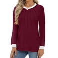 thumbnail image 4 of Fantaslook Women Blouses Color Block Long Sleeve Shirts Pleated Fall Tops Fashion Dressy Blouses, 4 of 10